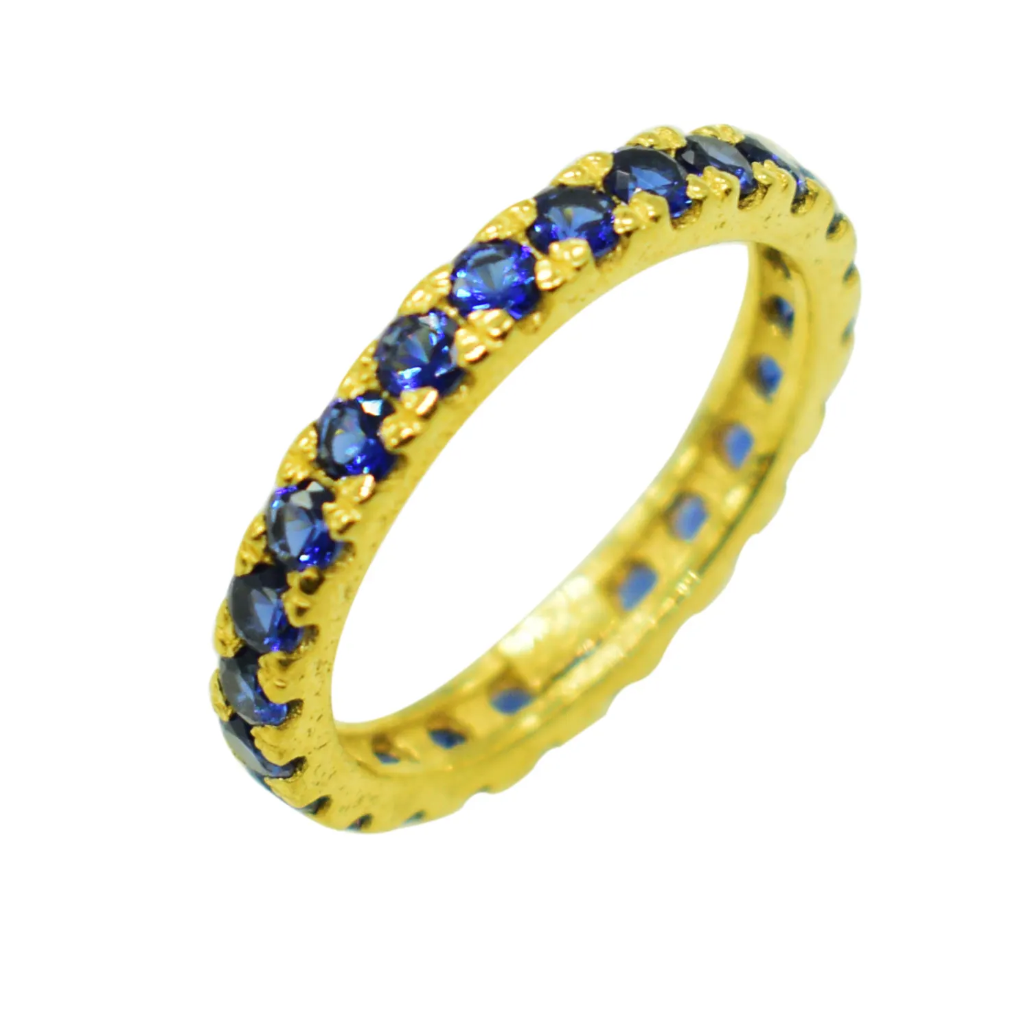 Gold Plated 925 Sterling Silver Blue Sapphire Ring Synthetic Jewelry Natural Stone Adjustable Ring for Women Loose Gemstone Ring