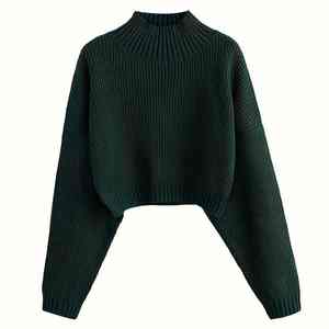 Suéteres de cuello redondo de un solo pecho de otoño para mujer 2025, Jersey de punto acanalado con abertura frontal informal elegante, poliéster/algodón de secado rápido - Product Image 6