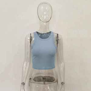 เสื้อกล้ามสายเดี่ยวระบายอากาศได้ดีสำหรับผู้หญิงเสื้อกล้ามเซ็กซี่สีพื้นสีทึบดีไซน์ใหม่พร้อมสายรัดบาง PCS-R-98 - Product Image 6