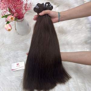 Extensiones de cabello liso vietnamita virgen 100%, pelucas frontales de cabello humano caliente de longitud larga con base de tupé de encaje negro, marrón oscuro - Product Image 3