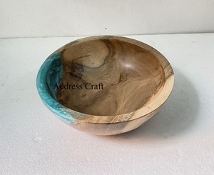 Cuencos para servir ensaladas hechos a mano, cuenco de madera decorativo de resina epoxi para servir aperitivos de frutas, decoración de Mesa para el hogar del Hotel - Product Image 3