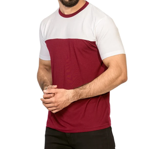 T-shirts pour hommes 100% coton à col en V, 2 combinaisons de couleurs, tissu jersey, couleurs personnalisées, t-shirt tendance streetwear, vêtements décontractés pour la maison - Product Image 6