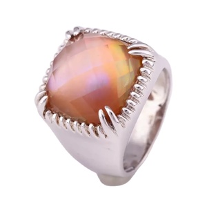 แหวนดีไซน์ใหม่สำหรับผู้ชาย925เปลือกหอยมุกแท้สีน้ำตาลเงินแท้จากผู้ผลิตประเทศไทย - Product Image 1