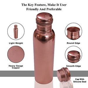 Premium Quality Copper <b>Water</b> <b>Bottle</b> <b>500ml</b> Eco-Friendly with Anti-Corrosion Coating Durable Finish for Natural Health Benefits - Product Image 3