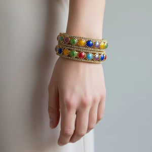 Bracelets en or plaqué or multicolores les plus vendus avec des perles d'imitation et des cristaux, bijoux tendance pour anniversaire - Product Image 4