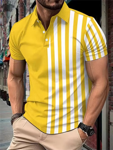 Moda hombres rayas Polos verano Camisetas manga corta 3D impreso calle tendencia hombre POLO Tee 6XL tamaño grande Casual Tops - Product Image 1
