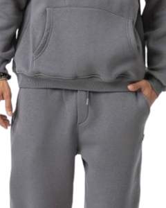 Ensemble survêtement molletonné gris moyen pour homme, sweat-shirt à capuche décontracté d'hiver, pantalon de survêtement, streetwear pour homme - Product Image 6