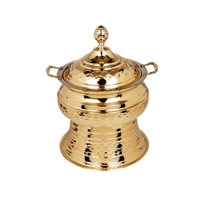Plats écologiques Buffet Décoration de table de fête de mariage Pots en métal Plat de service Réchaud en acier inoxydable poli - Product Image 4