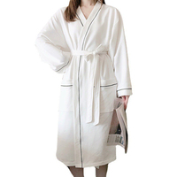 Peignoir unisexe grande taille pour femme, style vintage, en tissu gaufré, avec logo brodé personnalisé, 100 % laine, léger, pour usage hôtelier