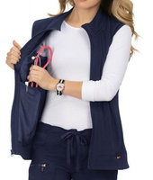 Blouse d'infirmière pour femme au design unique et tendance, faible MOQ, haute qualité, gilet zippé en tricot élasthanne, uniformes d'hôpital personnalisés avec poches
