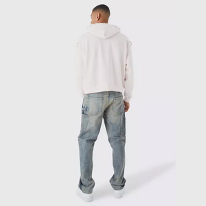 Sweat à capuche personnalisé en molleton de coton 100% pour hommes, nouveau style de cordon à la mode avec motif de créateur brodé, coupe ample, tailles d'hiver - Product Image 5
