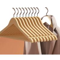 Cintre en bois massif anti-déformation à épaule large unique, avec crochet pivotant antidérapant, pour armoire et salon