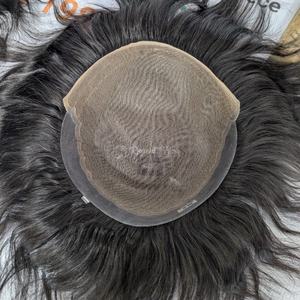 Super Qualité Q6 Hommes Cheveux Indiens 100% Remy Toupet Main Attaché Trame Vague Naturelle Styles De Vague D'eau Disponible Droite Grand Stock - Product Image 3