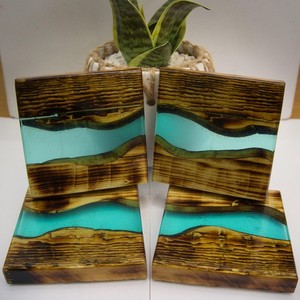 <b>Top</b> Quality Customize Coaster Customized Acacia Wood Epoxy <b>Resin</b> coaster for Glass Cup Mug for Home and Office Uses - Product Image 5
