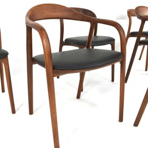 Ensemble de meubles de restaurant en bois de teck et de noyer naturel, 6 chaises de salle à manger avec table pour hôtel, bar, vente en gros de meubles - Product Image 5