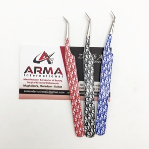 Hot Selling Custom 45 Degree Isolation Eyelash Tweezers Sustainable Stainless Steel Material with <b>Pointed</b> Tip - Product Image 4