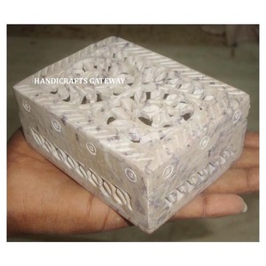 Caja de Almacenamiento de Joyería Rectangular de Piedra Natural de Soapstone, Diseño Floral Tallado a Mano, para Negocios y Regalos, al Mejor Precio - Product Image 1