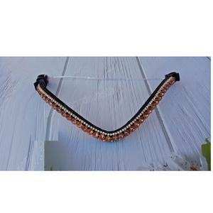 <b>Sports</b> & <b>Entertainment</b> Golden Crystal Leather Browbands for Export Sale Fancy Riding Browbands for Export Sale - Product Image 1