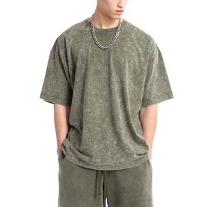 Wholesale Acid Washed Vintage <b>Cropped</b> <b>T</b>-<b>Shirt</b> for Men Oversized Heavyweight 250 Gsm Cotton Boxy <b>Fit</b> - Product Image 6