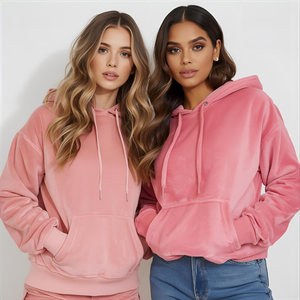 เสื้อฮู้ดขนแกะสำหรับผู้หญิง เสื้อคลุมแบบสวมใส่สบายสำหรับฤดูหนาว พร้อมลายพิมพ์ดิจิทัลและบริการปักโลโก้ตามสั่ง - Product Image 3