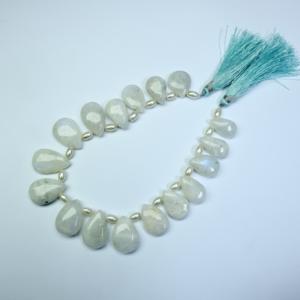 Collier avec pendentif en pierre de lune blanche naturelle, forme poire, cabochon, fabrication de bijoux - Product Image 2