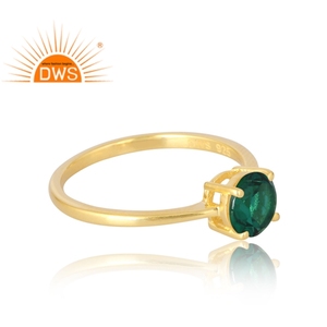Última venta plata esterlina 925 18K chapado en oro Natural Esmeralda anillo de piedras preciosas Demi joyería fina para mujer regalo para ella - Product Image 4