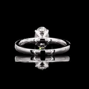 แหวนหมั้นเพชร1.42 CT วงรีสำหรับผู้หญิง VVS ความชัดเจน14K เครื่องประดับทองขาวจรรยาบรรณแบบยั่งยืน - Product Image 2