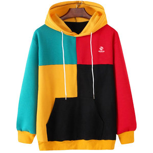 Sudaderas con Capucha Bordadas de Otoño para Hombre, Diseño de Bloques de Color con Logotipo Personalizado, 100% Algodón, Estilo Atlético - Product Image 1