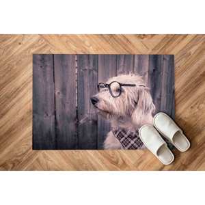 Tapis avec motif chien avec lunettes : Tapis imprimé antidérapant pour la décoration de la maison, avec poils doux - Product Image 5