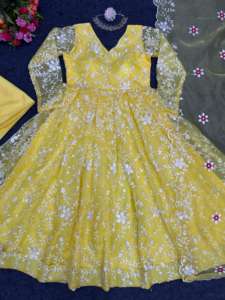 Hermoso vestido de fiesta de seda de organza-Pent con Dupatta - Product Image 6