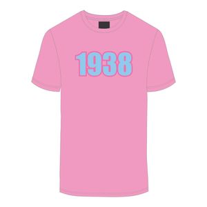 1938 Jack e Jill of America T Shirt di cotone rosa blu ciniglia ricamo nero organizzazioni civiche e professionali abbigliamento - Product Image 2