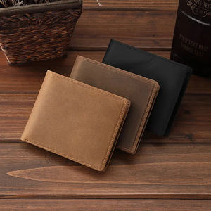 <b>Men's</b> Genuine Leather Slim <b>Wallet</b> With Striped Lining Fold Closure Card Holder Short Length Minimalist Design - Product Image 2