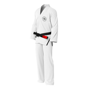 <b>White</b> Taekwondo Uniform 100% Cotton Durable Adult Unisex With Logo On Front Regular Fit Martial Arts Wear Kit - Product Image 3