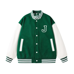 Nueva moda impresión personalizada Jaket Baseball Text J White Unisex Varsity Jacket - Product Image 2