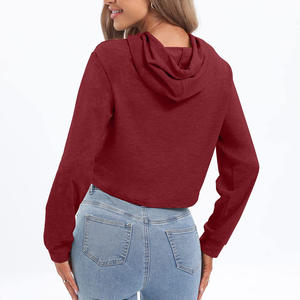 Top corto de gran tamaño personalizado para mujer, sudadera informal con capucha, sudadera con estampado de logotipo frontal para verano, invierno, Material de rizo - Product Image 2