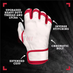 Guantes de Bateo de Béisbol Personalizables de Alta Calidad, Puño Corto, Optimizados para el Rendimiento, de Poliéster/Algodón y Cuero, Ajuste Cómodo - Product Image 2