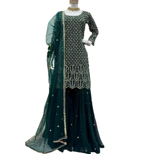 Trajes indios de Bollywood bordados de seda Georgette listos para usar de moda india para mujeres trajes especiales 2024 - Product Image 1
