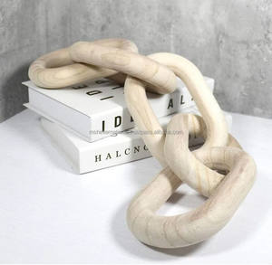 Boho Decorative <b>Wood</b> Chain Link and <b>Bead</b> Garland Set Natural Hand Carved <b>Wood</b> Chain Aesthetic Modern Farmhouse Decor Set - Product Image 3