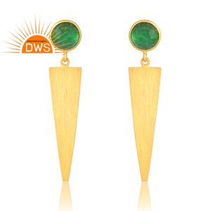 Venta caliente 925 Plata de Ley 18K Chapado en oro Aventurina natural Cuarzo verde Pendientes de piedras preciosas Regalo DE BODA Fiesta Mujer - Product Image 1