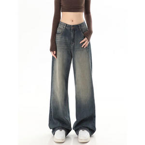 Qualité supérieure Pantalon en jean à jambes larges pour femmes Design tendance Jeans en denim à fermeture éclair pour femmes - Product Image 6