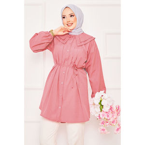 เสื้อฮิญาบสำหรับเด็กทารกสีชมพูเสื้อแบบผูกเอวเชือกสองชั้น - Product Image 3