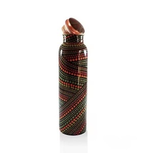 Bouteille d'eau en cuivre fabriquée à la main, écologique, élégante, avec bienfaits pour la santé et purification de l'eau, bouteilles abstraites imprimées - Product Image 2