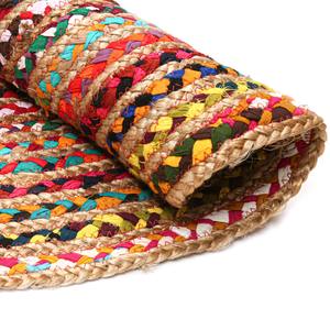 Natural Jute Chindi Woven Braided Area <b>Rug</b> <b>Boho</b> Bohemian Accent Indian Handmade Handwoven Round Multi Chindi <b>Rugs</b> - Product Image 5