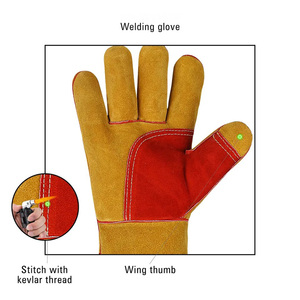 12นิ้วถุงมืองานเชื่อมหนังวัวสีดำ XL ยืดหยุ่นและป้องกันไฟตัดได้ - Product Image 6