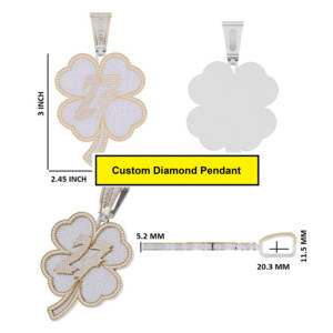 Colgante de trébol helado de Hip Hop de lujo 925 Diamante de plata esterlina personalizado VVS colgante cultivado en laboratorio joyería fina - Product Image 6