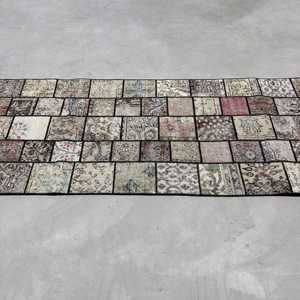 Turkish Vintage Rug, 2.6x7.4 ft Rug, <b>Brown</b> Camouflage <b>Wool</b> Rug - Product Image 4