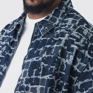 เสื้อแจ็คเก็ตยีนส์ผู้ชายคุณภาพสูง หลายกระเป๋า สไตล์ดิสเทรส ขาดๆ เซอร์ๆ ทรงหลวม สไตล์ไฮสตรีท - Product Image 5