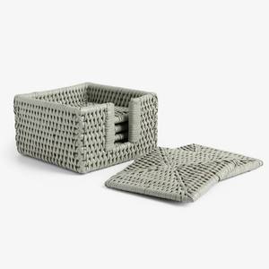 Ensemble de dessous de verre en osier rotin rond brun isolé napperons tissés à chaud dessous de verre en rotin ensemble de dessous de verre fait main écologique boire - Product Image 3