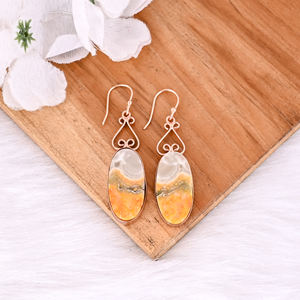 Pendientes de tuerca al por mayor con diseño de abeja, de jaspe, chapados en oro rosa, hechos a mano, joyería de diseñador, pendientes de moda - Product Image 2