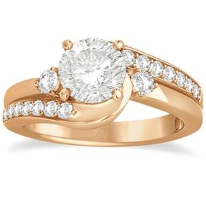 14K Rose <b>Gold</b> Diamond Swirl Engagement Ring & Band Bridal <b>Set</b> 0.58ct Fine <b>Jewelry</b> <b>Sets</b> - Product Image 3